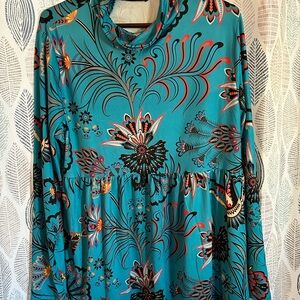 Vibrant Floral Long Sleeve Women's Tunic